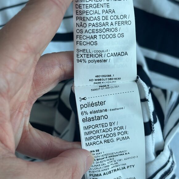 Puma Cloudspun Ribbon Polo Shirt Women's L Navy White Stripe Golf Wicking Preppy - Picture 5 of 8